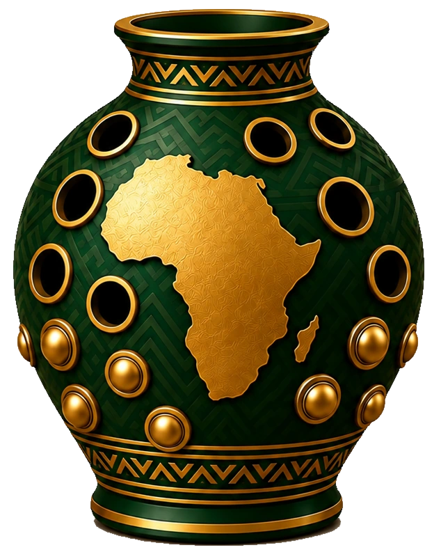 Jarre du logo officiel : vert profond, Afrique et bouchons dorés